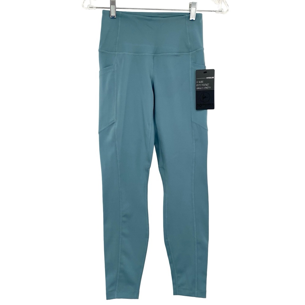 90 Degree By Reflex Interlink Hi Rise Ankle Length Leggings New XS Azure Splash